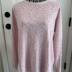 Eileen Fisher Organic Cotton and Linen Soft Pink Slub Knit Sweater Size Small